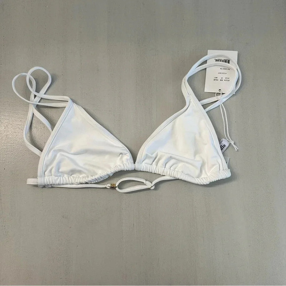Andie by Demi Moore The Cannes Top Women’s Triangle Bikini Top in White Sz M NWT - Picture 2 of 7